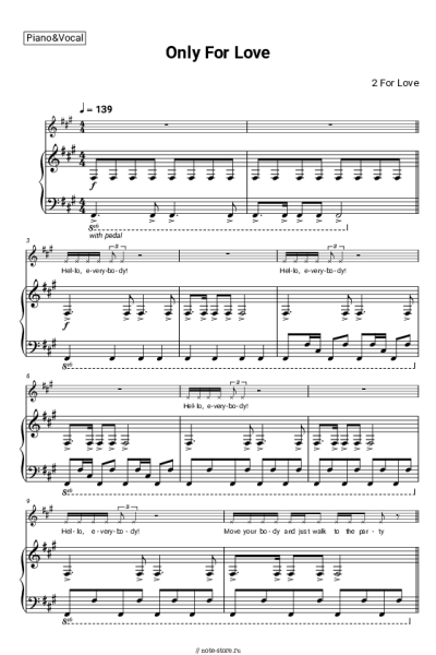 Ноты, аккорды 2 For Love - Only For Love (Short)