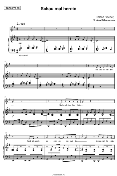 Ноты, аккорды Helene Fischer, Florian Silbereisen - Schau mal herein