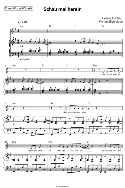 Ноты, аккорды Helene Fischer, Florian Silbereisen - Schau mal herein