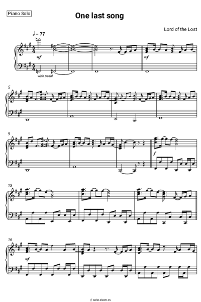 Ноты, аккорды Lord of the Lost - One last song