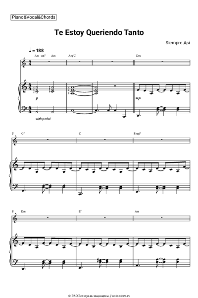 Ноты, аккорды Siempre Así - Te Estoy Queriendo Tanto
