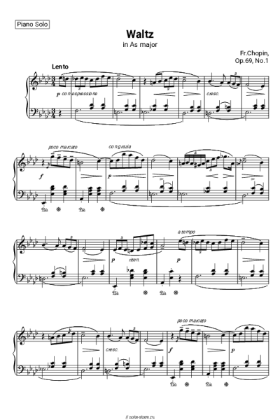 Ноты, аккорды Фридерик Шопен - Waltz in A♭ Major, Op. 69, No. 1