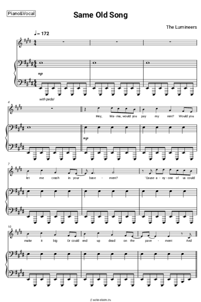 Ноты, аккорды The Lumineers - Same Old Song