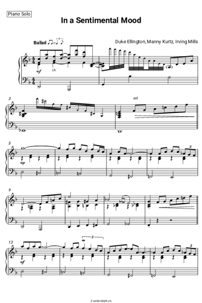 Ноты, аккорды Duke Ellington - In A Sentimental Mood