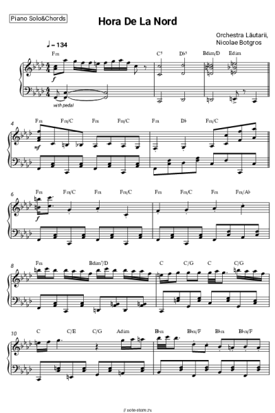 Ноты, аккорды Nicolae Botgros, Orchestra Lăutarii - Hora De La Nord