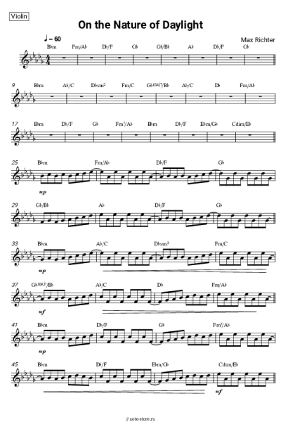 Ноты, аккорды Max Richter - On the Nature of Daylight