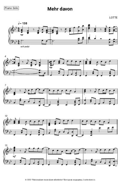 Ноты, аккорды LOTTE - Mehr davon