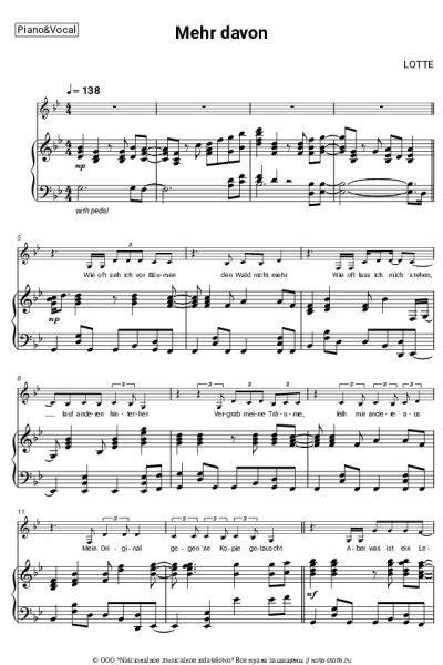 Ноты, аккорды LOTTE - Mehr davon