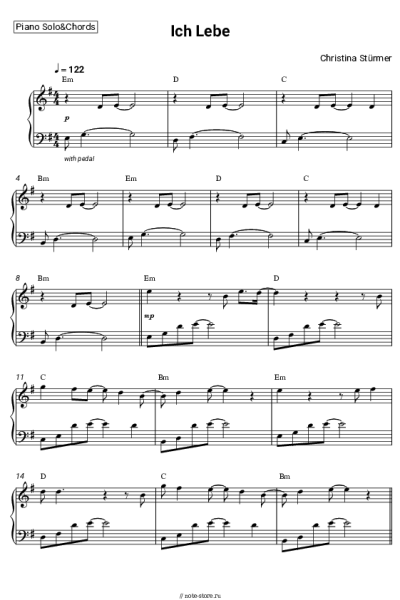 Ноты, аккорды Christina Stürmer - Ich Lebe