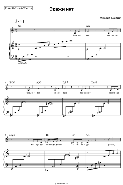 Ноты, аккорды Михаил Бублик - Скажи нет