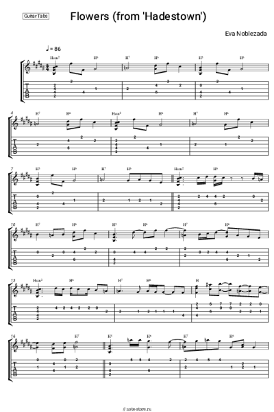 Ноты, аккорды Eva Noblezada - Flowers (from 'Hadestown')