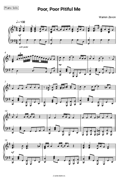 Ноты, аккорды Warren Zevon - Poor, Poor Pitiful Me