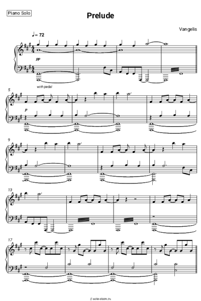 Ноты, аккорды Vangelis - Prelude