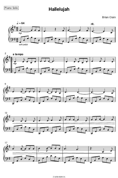Ноты, аккорды Brian Crain - Hallelujah