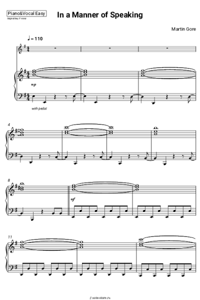 Ноты, аккорды Martin Gore - In a Manner of Speaking