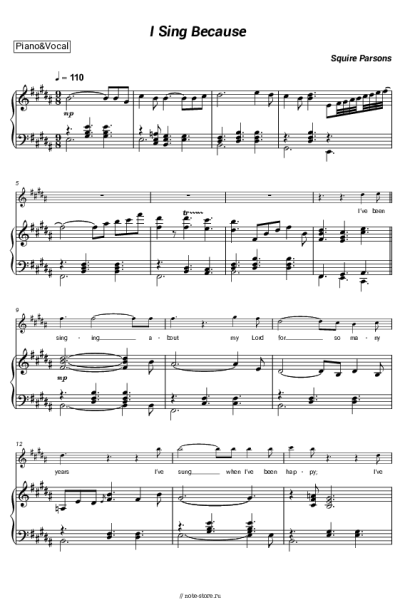 Ноты, аккорды Squire Parsons - I Sing Because