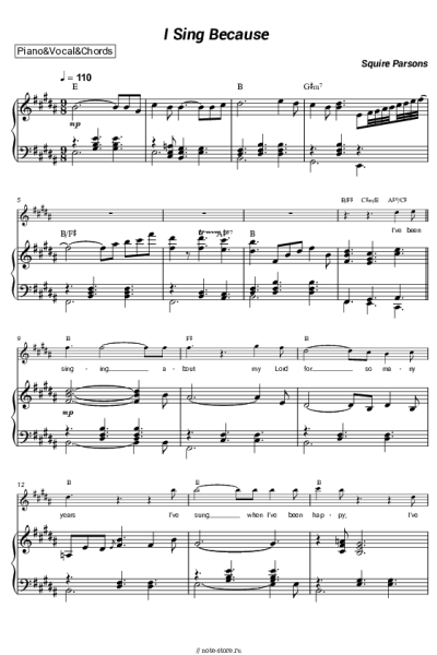 Ноты, аккорды Squire Parsons - I Sing Because