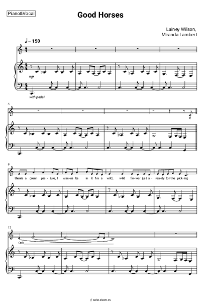 Ноты, аккорды Miranda Lambert, Lainey Wilson - Good Horses
