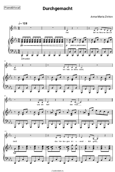 Ноты, аккорды Anna-Maria Zivkov - Durchgemacht