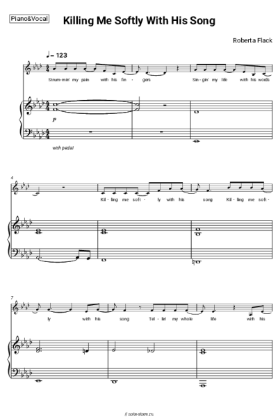 Ноты, аккорды Roberta Flack - Killing Me Softly With His Song