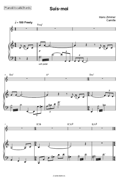 Ноты, аккорды Hans Zimmer, Camille - Suís-moi