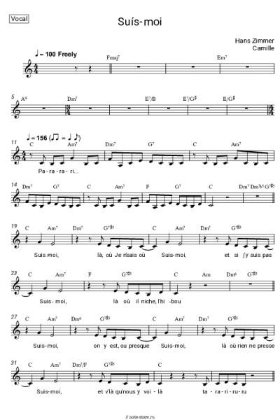 Ноты, аккорды Hans Zimmer, Camille - Suís-moi