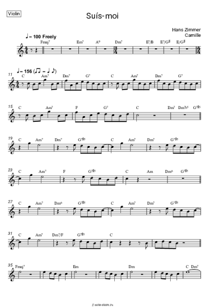 Ноты, аккорды Hans Zimmer, Camille - Suís-moi