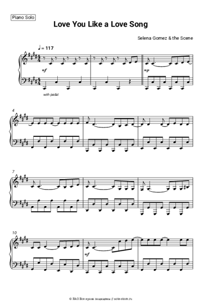 Ноты, аккорды Selena Gomez & the Scene - Love You Like a Love Song
