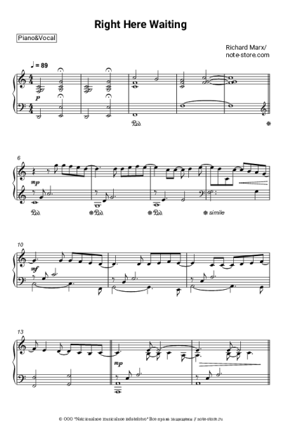 Ноты, аккорды Richard Marx - Right Here Waiting