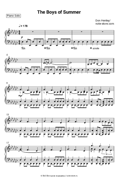 Ноты, аккорды Don Henley - The Boys of Summer