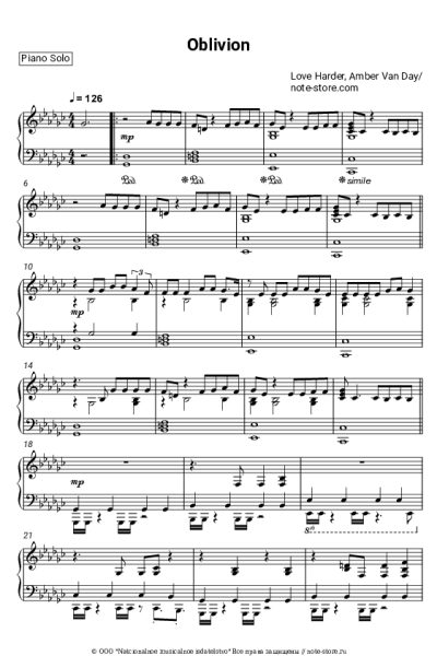 Ноты, аккорды Amber Van Day, Love Harder - Oblivion
