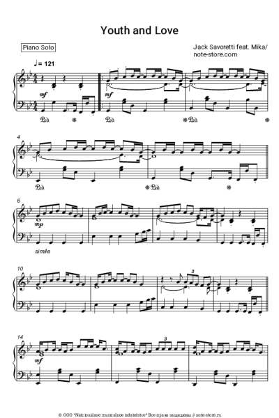 Ноты, аккорды Jack Savoretti, MIKA - Youth And Love