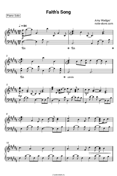 Ноты, аккорды Amy Wadge - Faith's Song