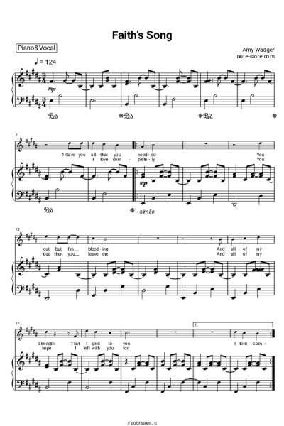 Ноты, аккорды Amy Wadge - Faith's Song