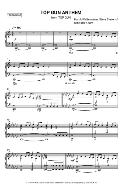 Ноты, аккорды Harold Faltermeyer - Top Gun Anthem