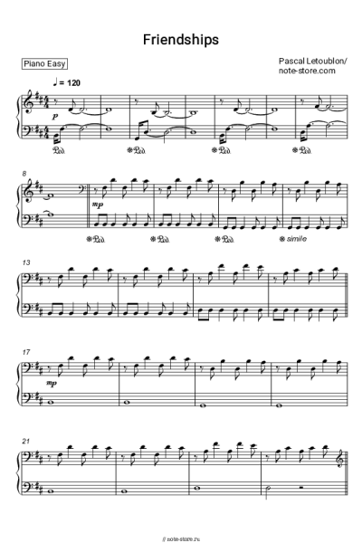 Ноты, аккорды Pascal Letoublon - Friendships