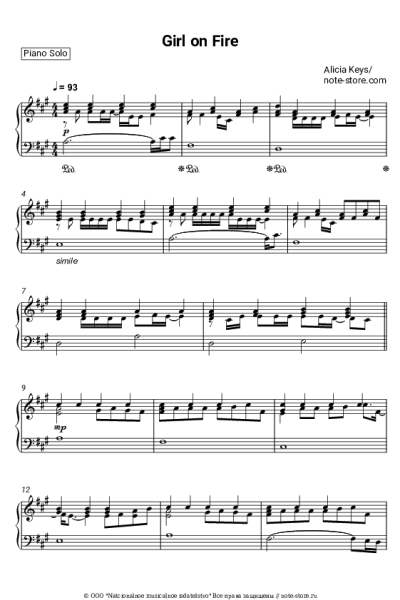 Ноты, аккорды Alicia Keys - Girl on Fire