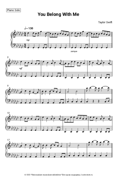Ноты, аккорды Taylor Swift - You Belong With Me