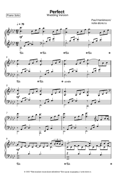 Ноты, аккорды Paul Hankinson - Perfect (Wedding Version)