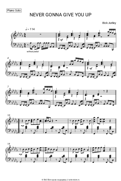 Ноты, аккорды Rick Astley - Never Gonna Give You Up