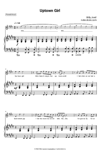 Ноты, аккорды Billy Joel - Uptown Girl