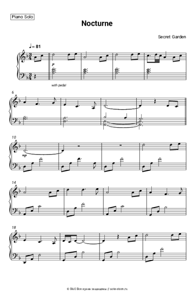 Ноты, аккорды Secret Garden - Nocturne