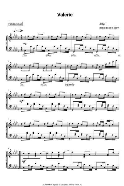 Ноты, аккорды Joy - Valerie