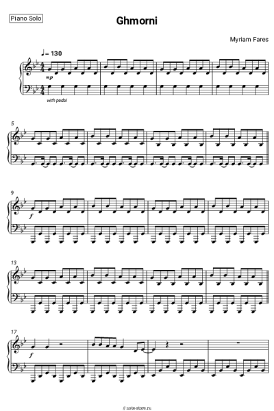 Ноты, аккорды Myriam Fares - Ghmorni