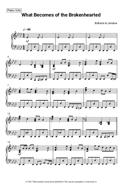Ноты, аккорды Robson & Jerome - What Becomes of the Brokenhearted