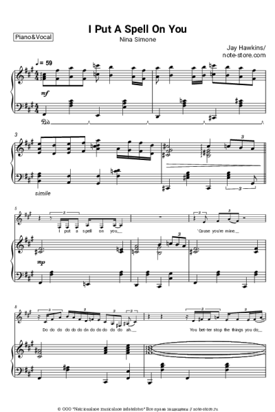 Ноты, аккорды Nina Simone - I Put A Spell On You
