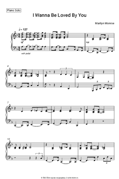 Ноты, аккорды Marilyn Monroe - I Wanna Be Loved By You