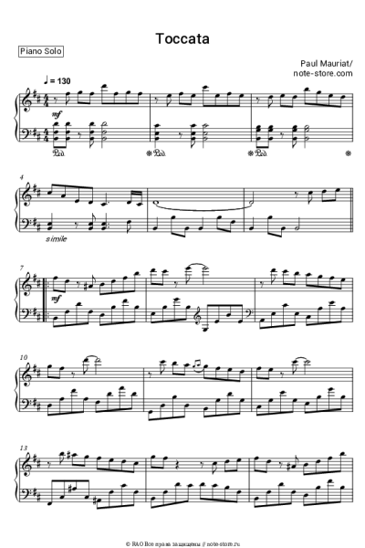 Ноты, аккорды Поль Мориа - Toccata