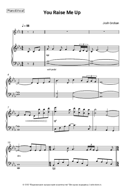 Ноты, аккорды Josh Groban - You Raise Me Up