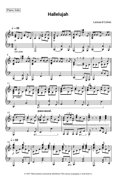 Ноты, аккорды Leonard Cohen - Hallelujah